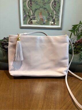 Bechamel Pale Pink Leather Crossbody with Tassel
